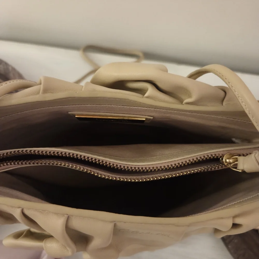 Cleobella Cambria Ruffle Bucket Shoulder Bag- In Beige - Picture 5 of 10